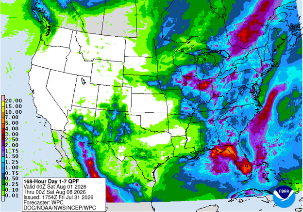 NOAA 7-day precipitation forecast