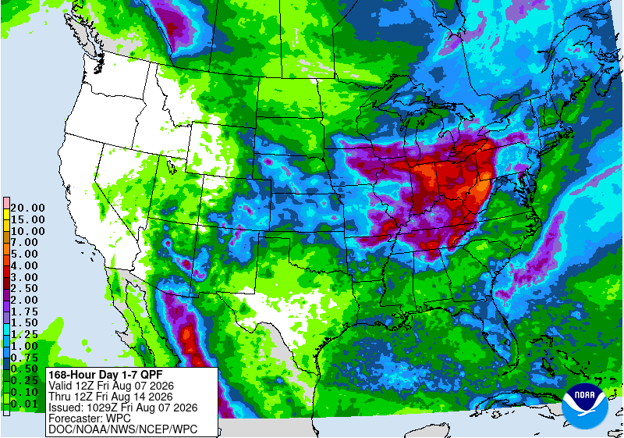 NOAA 7-day precipitation forecast