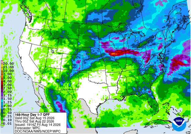 NOAA 7-day precipitation forecast