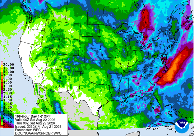 NOAA 7-day precipitation forecast