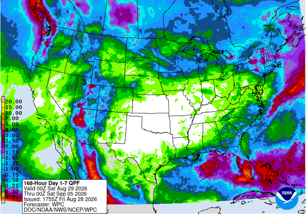 NOAA 7-day precipitation forecast