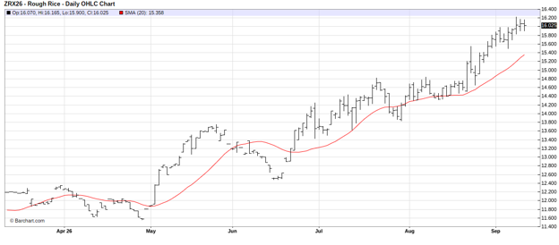 CME November 2026 Rough Rice, Daily Chart
