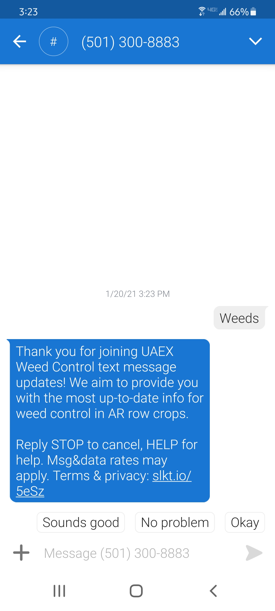 Figure 1. Joining the text service